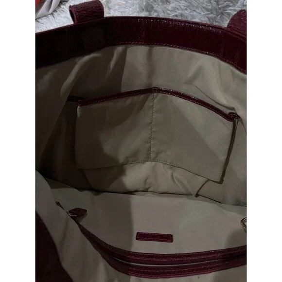 COLE HAAN Dijon Wine Red Patent Leather Side Pocket Totebag 17"L x 6"W x 20"H - Picture 7 of 8